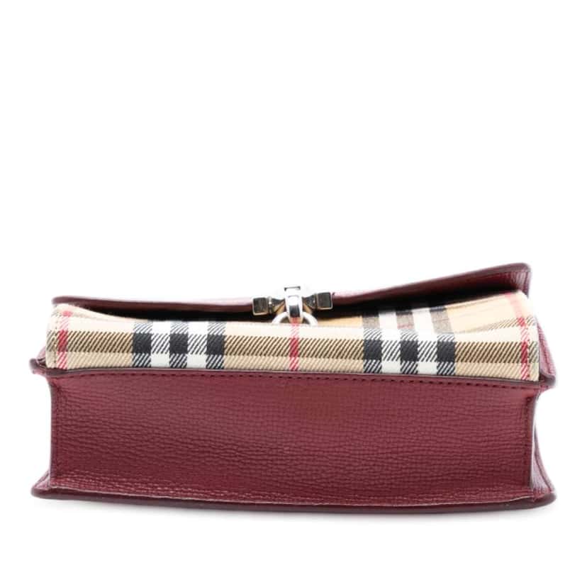 Burberry Small Leather and House Check Canvas Derby Macken Crossbody Red Leather Very good condition - Inside View