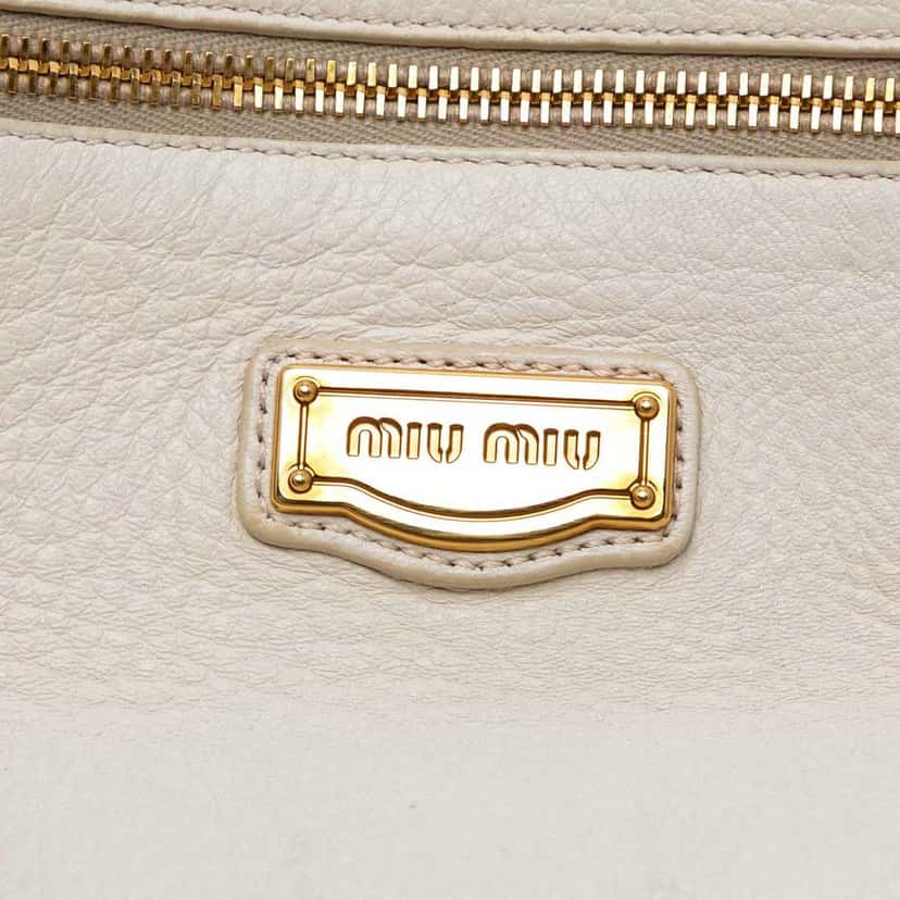Miu Miu Cervo Deerskin East West Satchel White Leather Good condition - Box View