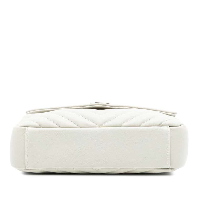 Saint Laurent Medium Chevron Sheepskin Monogram College Satchel White Leather Very good condition - Inside View