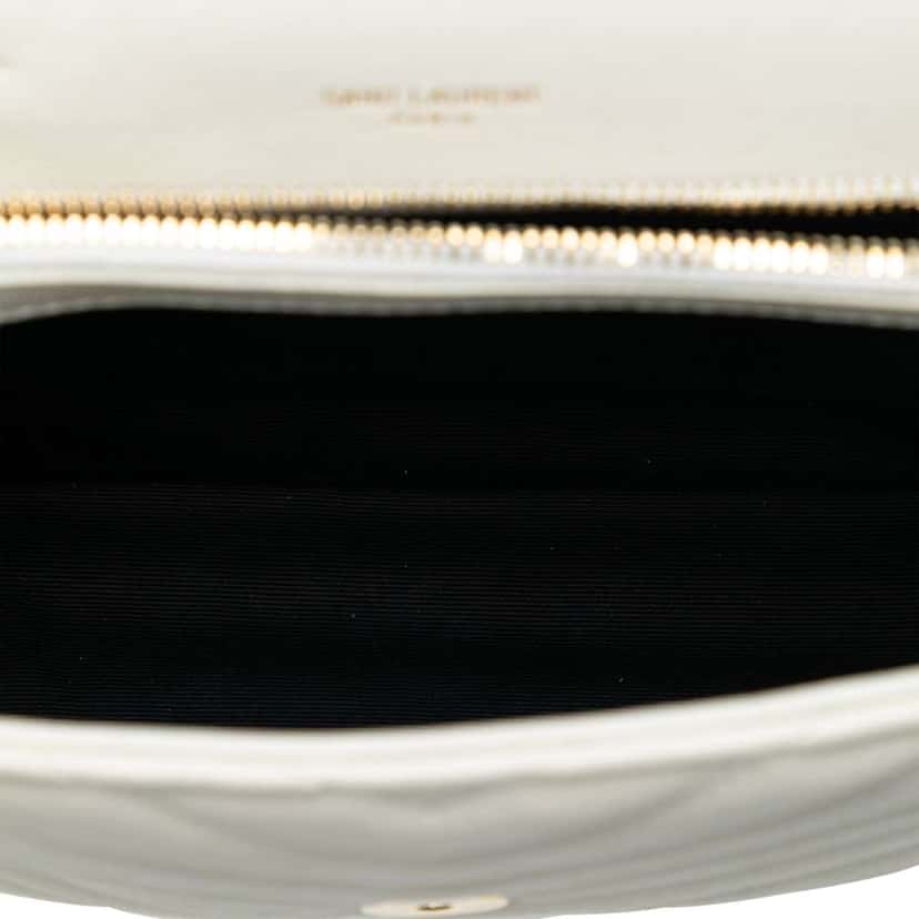 Saint Laurent Medium Chevron Sheepskin Monogram College Satchel White Leather Very good condition - Model View