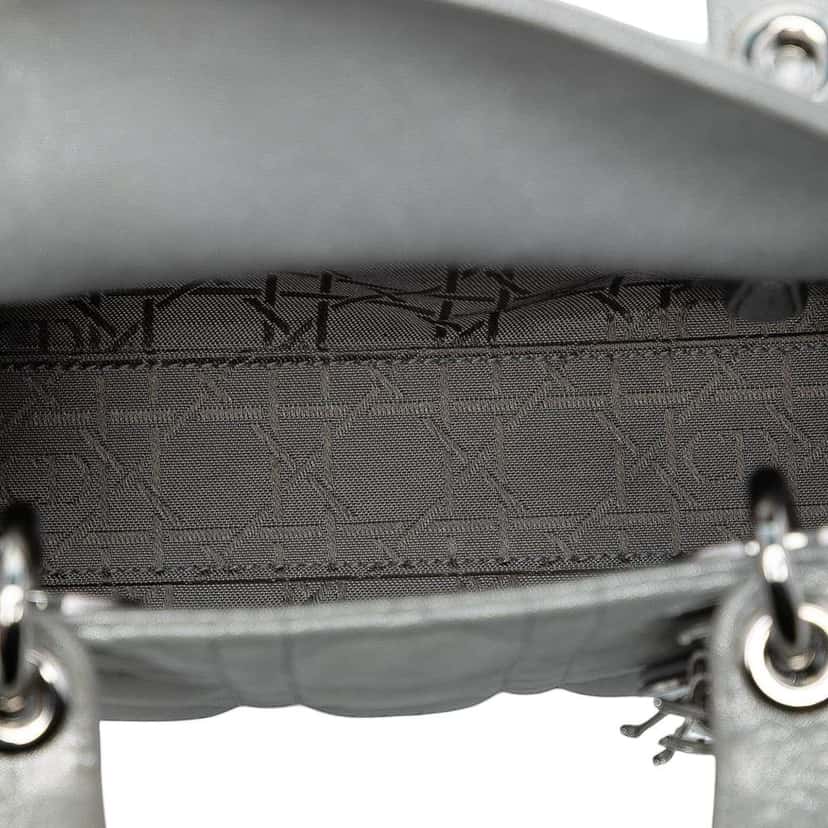 Dior Mini Iridescent Lambskin Cannage Lady Dior Silver Leather Good condition - Model View