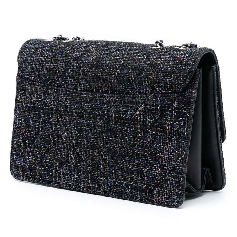 Chanel Large Quilted Tweed Beauty Lock Flap Black Tweed Very good condition - Back View