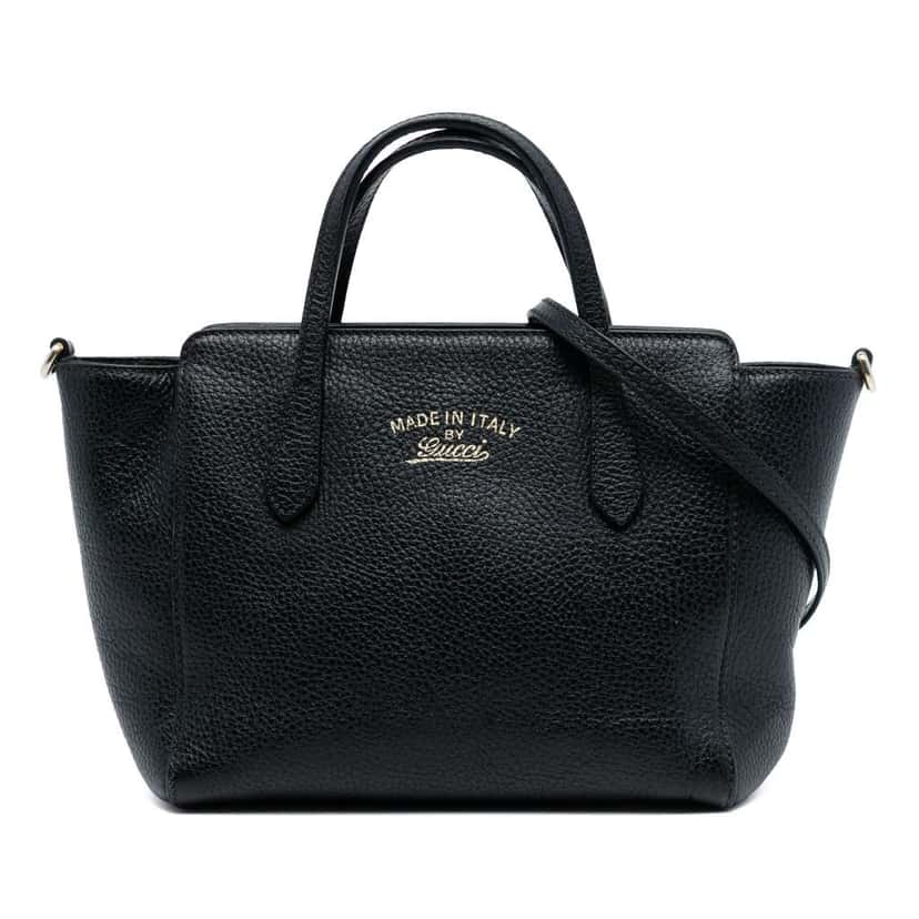 Gucci Mini Leather Swing Satchel Black Leather Very good condition - Front View