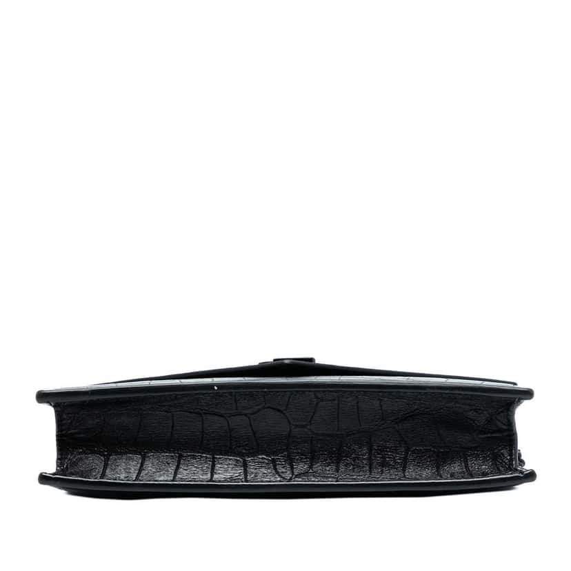 Saint Laurent Croc Embossed Leather Monogram Monochrome Envelope Chain Wallet Black Leather Very good condition - Inside View