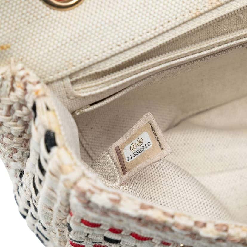Chanel Medium Classic Tweed and Raffia Single Flap Brown Tweed Good condition - Box View