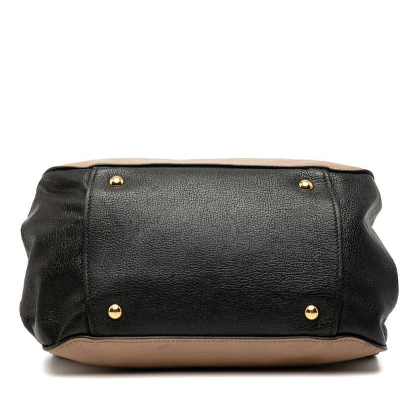 Miu Miu Bicolor Goatskin Madras Satchel Brown Leather Good condition - Inside View