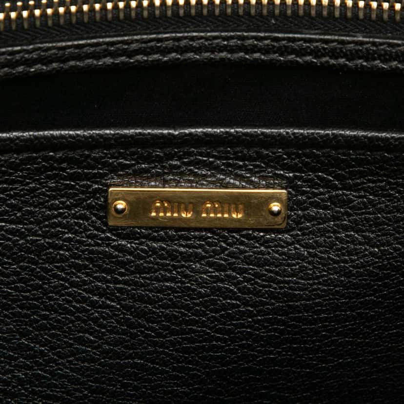 Miu Miu Bicolor Goatskin Madras Satchel Brown Leather Good condition - Box View