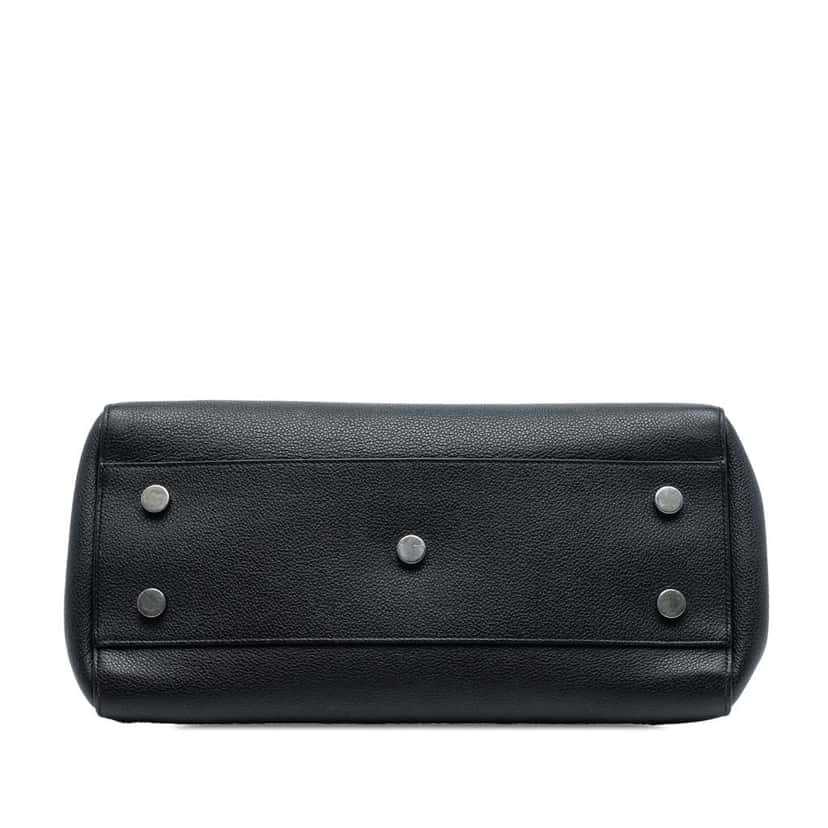 Saint Laurent Small Grained Calfskin Cabas Rive Gauche Satchel Black Leather Good condition - Inside View