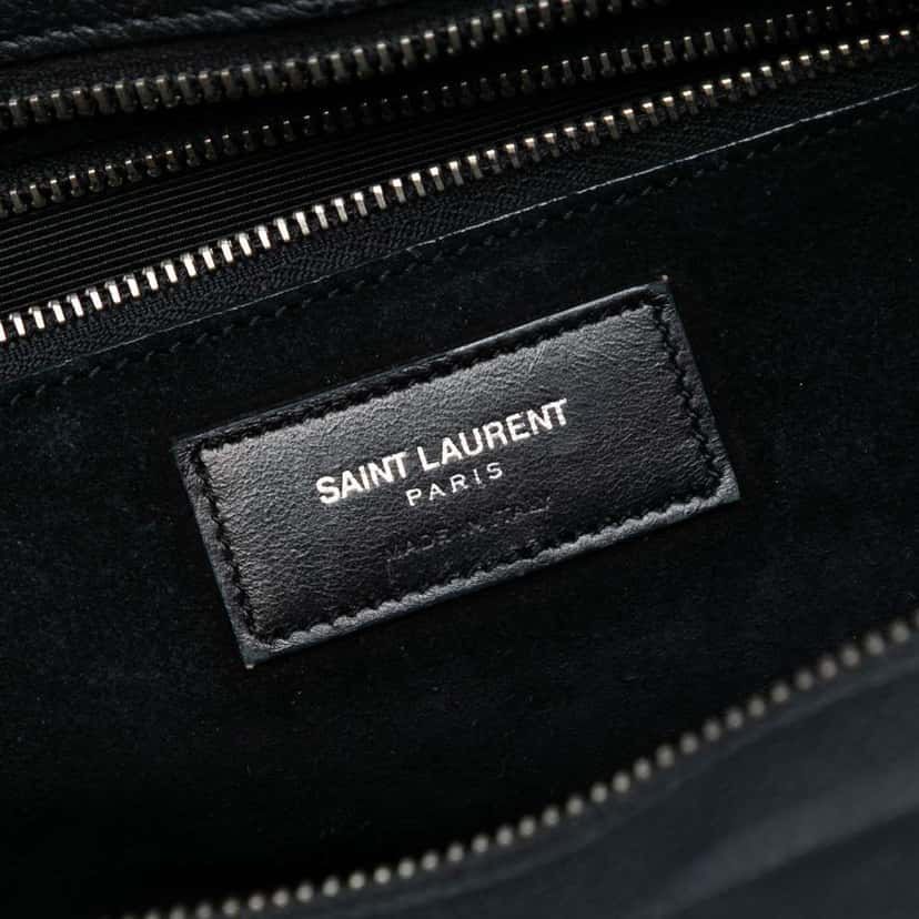 Saint Laurent Small Grained Calfskin Cabas Rive Gauche Satchel Black Leather Good condition - Box View