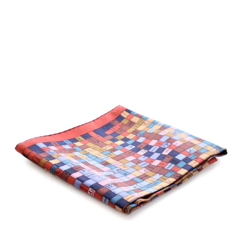 Hermès Bolduc Au Carre Silk Scarf Red Silk Good condition - Front View