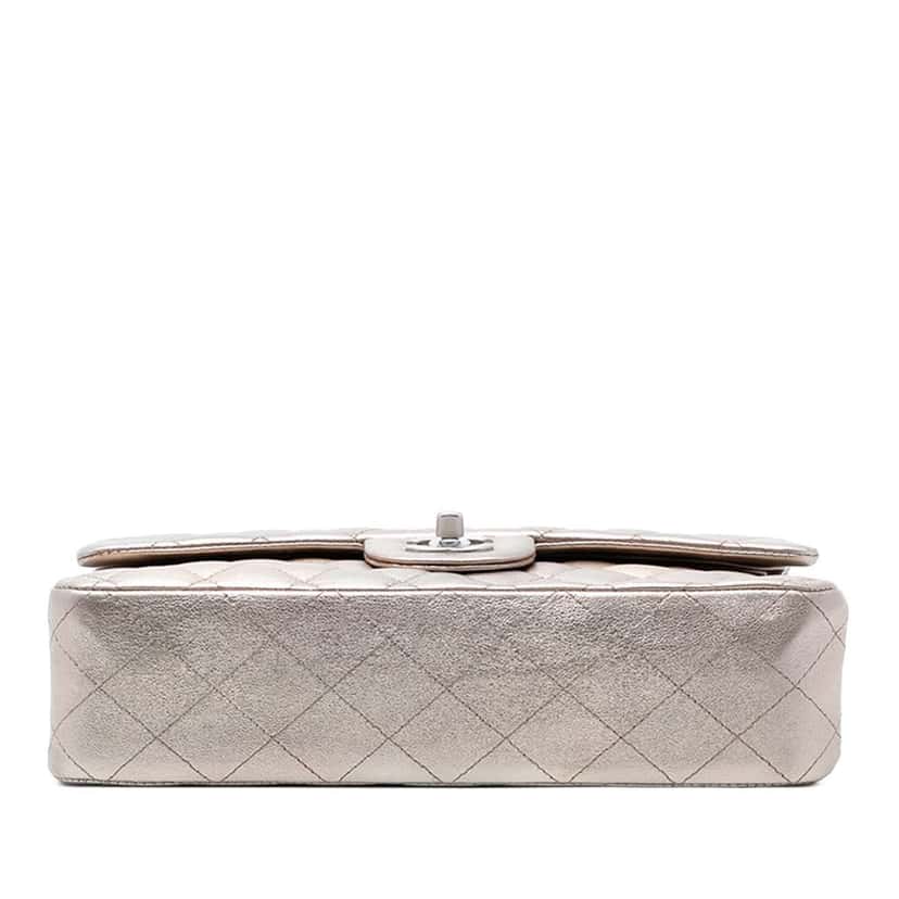 Chanel Medium Classic Metallic Lambskin Double Flap Gold Leather Good condition - Inside View