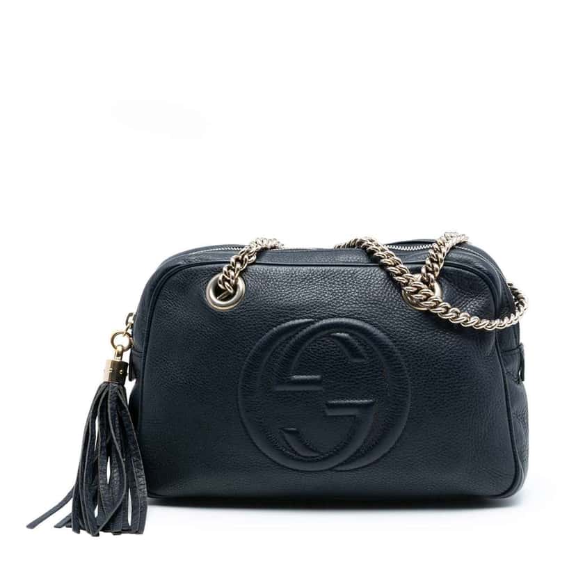 Gucci Leather Soho Chain Zip Shoulder Bag Black Leather Very good condition - Front View