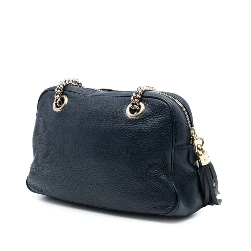 Gucci Leather Soho Chain Zip Shoulder Bag Black Leather Very good condition - Back View