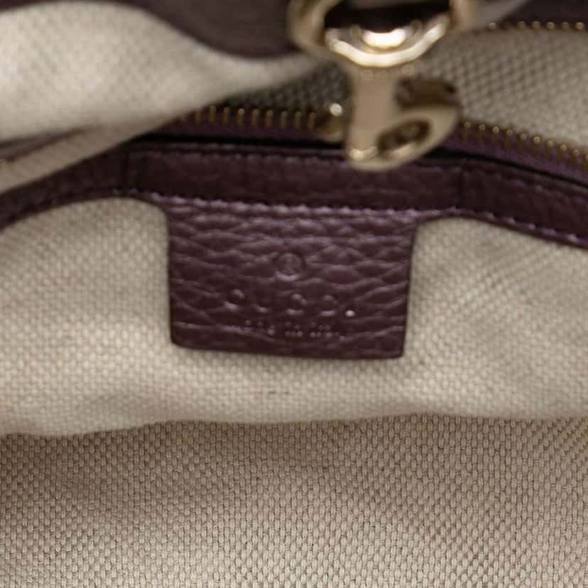 Gucci Medium Metallic Leather Soho Chain Tote Purple Leather Good condition - Box View