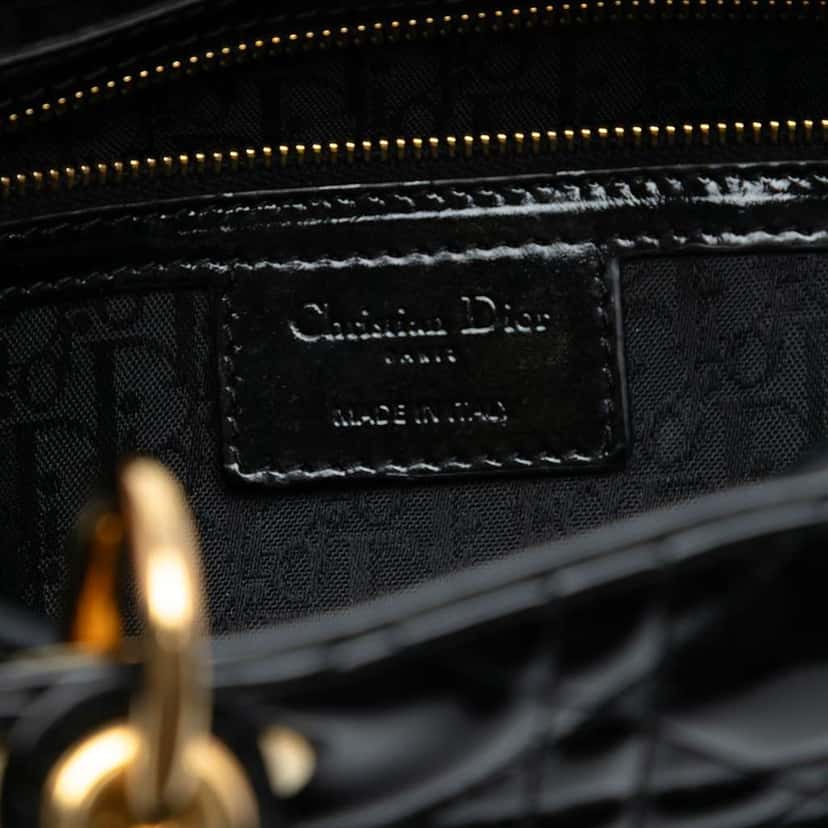 Dior Large Patent Cannage Lady Dior Black Leather Good condition - Box View