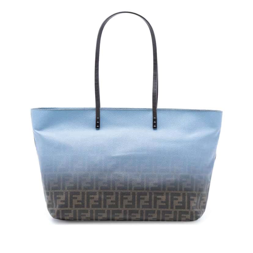 Fendi Medium Ombre Zucca Spalmati Roll Tote Blue Canvas Good condition - Front View