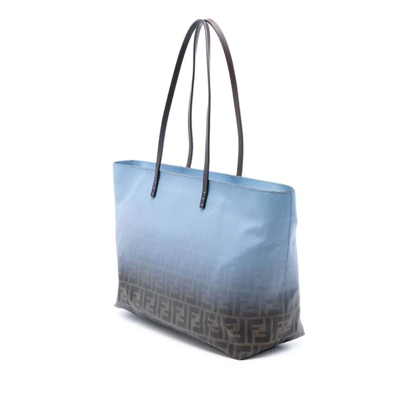 Fendi Medium Ombre Zucca Spalmati Roll Tote Blue Canvas Good condition - Back View