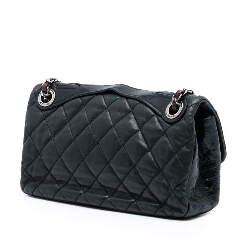 Chanel Medium Iridescent Calfskin In The Mix Flap Black Leather Good condition - Back View