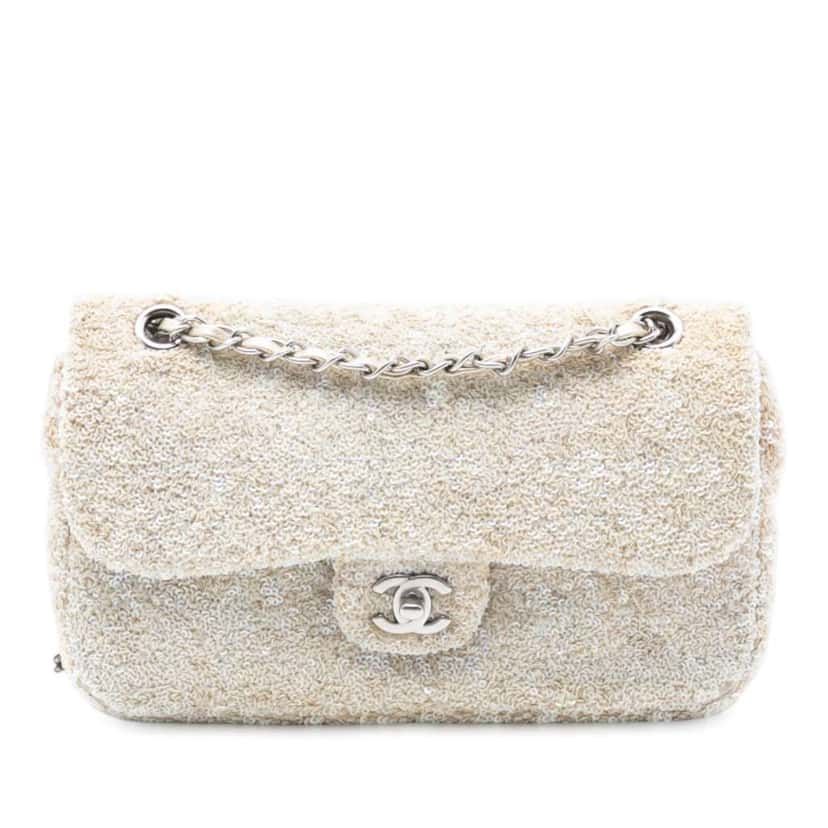 Chanel Medium CC Sequins Single Flap Brown Polyester Good condition - Front View