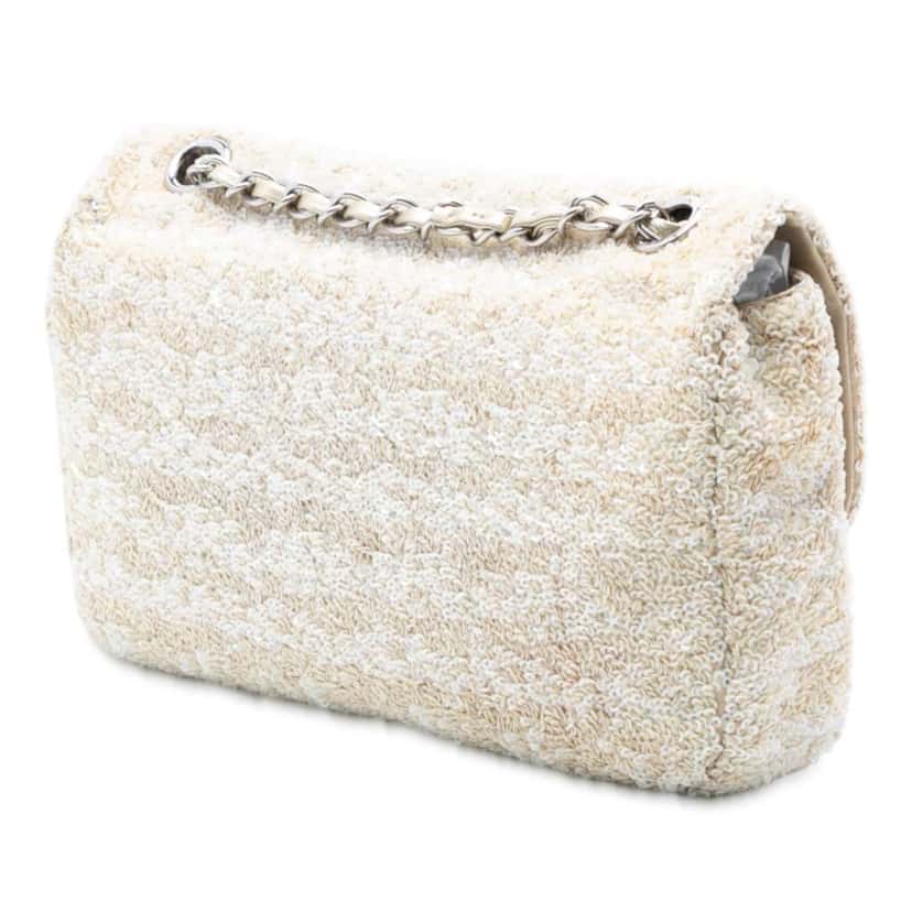 Chanel Medium CC Sequins Single Flap Brown Polyester Good condition - Back View