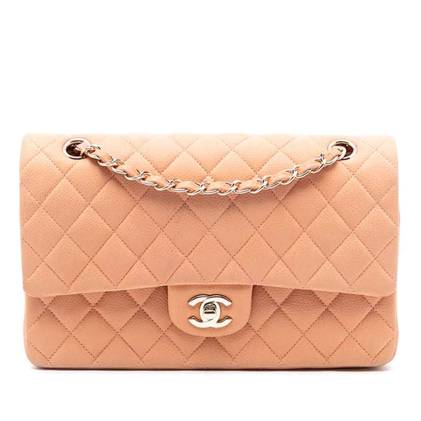 Chanel Medium Classic Caviar Double Flap Orange Leather Good condition - Front View