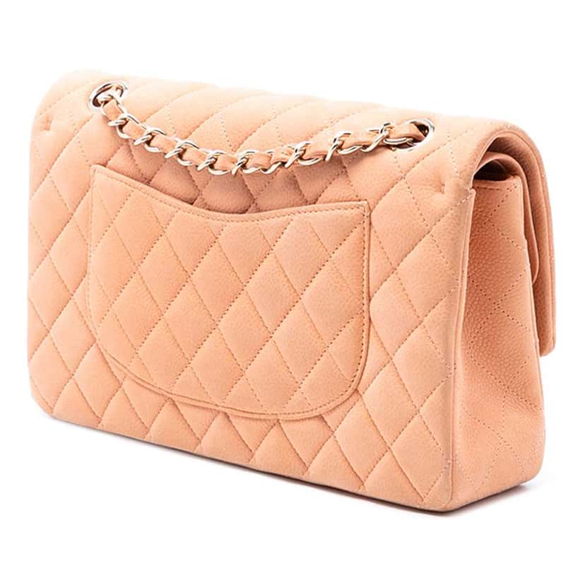Chanel Medium Classic Caviar Double Flap Orange Leather Good condition - Back View