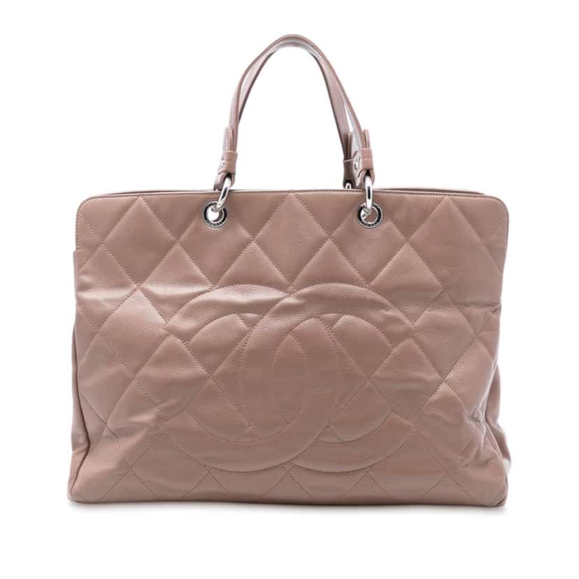 Chanel CC Quilted Caviar Timeless Tote Brown Leather Very good condition - Front View