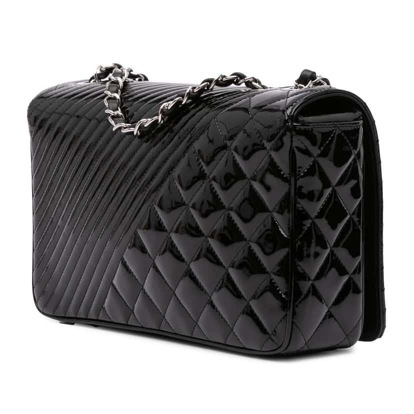 Chanel Medium Patent Coco Boy Flap Black Leather Good condition - Back View