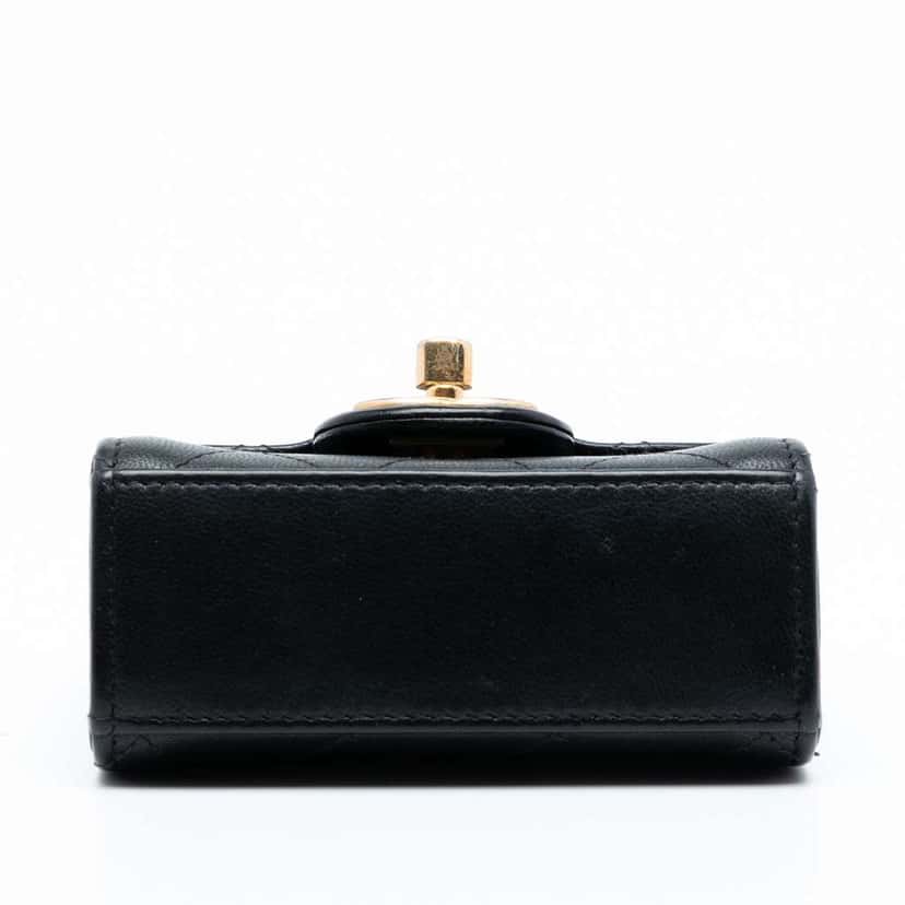 Chanel Mini Goatskin Chic Pearls Clutch On Chain Black Leather Very good condition - Inside View