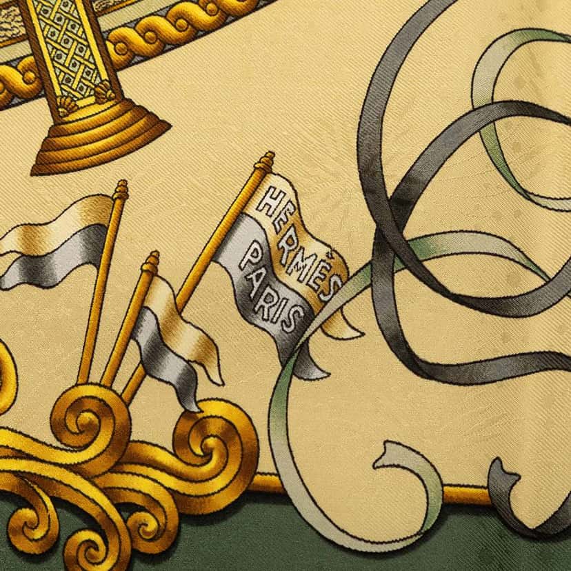 Hermès Luna Park Silk Scarf Yellow Silk Good condition - Inside View