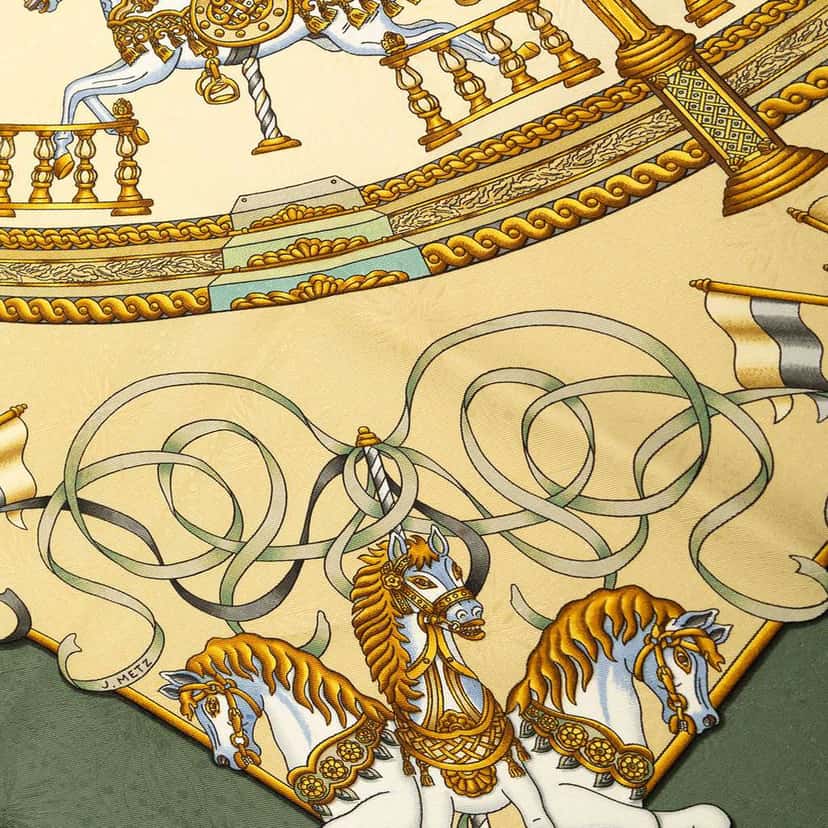 Hermès Luna Park Silk Scarf Yellow Silk Good condition - Box View