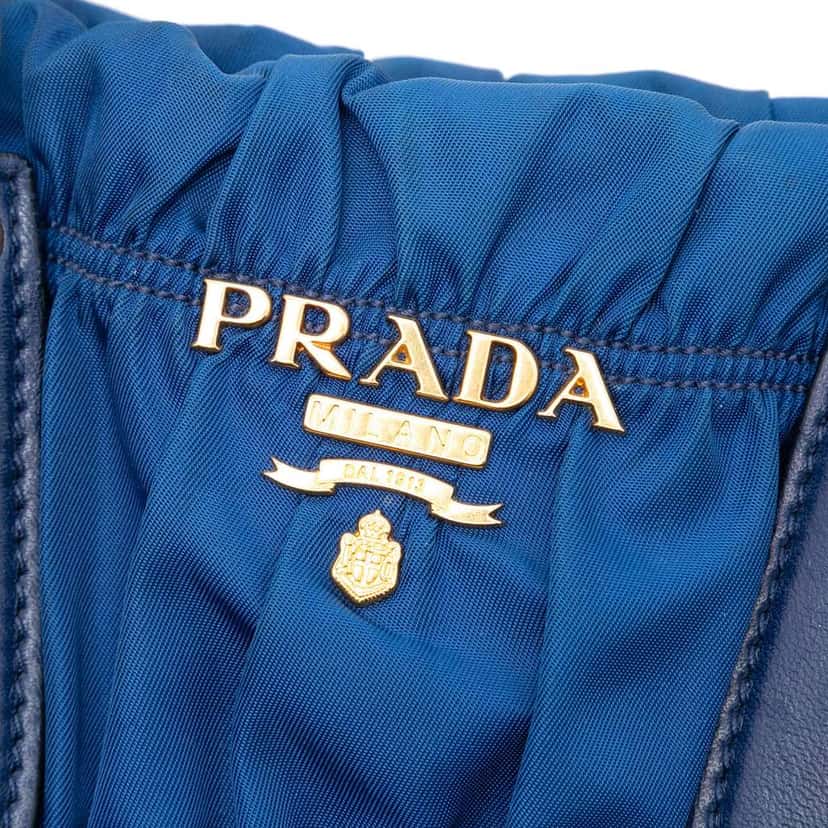 Prada Tessuto Gaufre Satchel Blue Good condition - Box View
