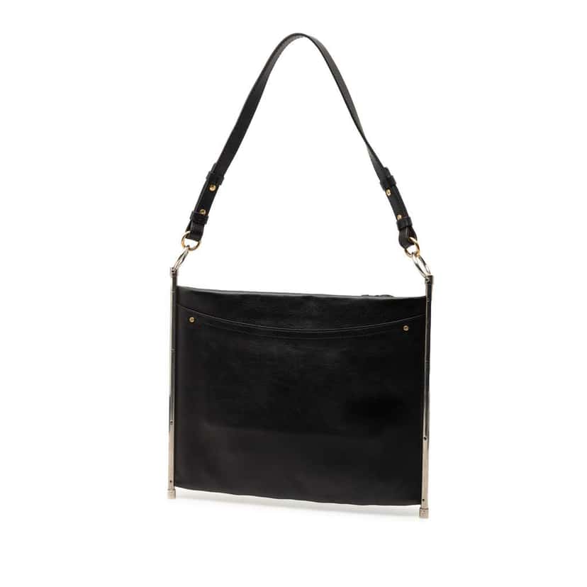 Chloé Medium Quilted Smooth Calfskin Roy Clutch Black Leather Good condition - Back View