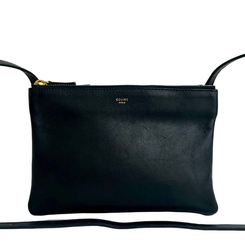 Celine Small Lambskin Trio Crossbody Black Leather Good condition - Front View