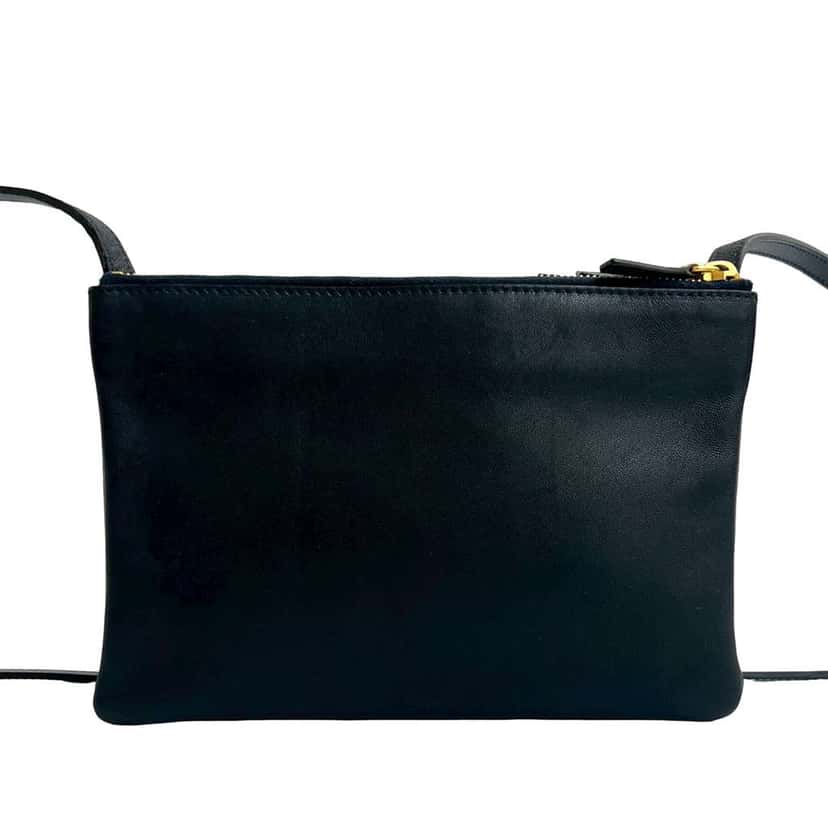 Celine Small Lambskin Trio Crossbody Black Leather Good condition - Back View