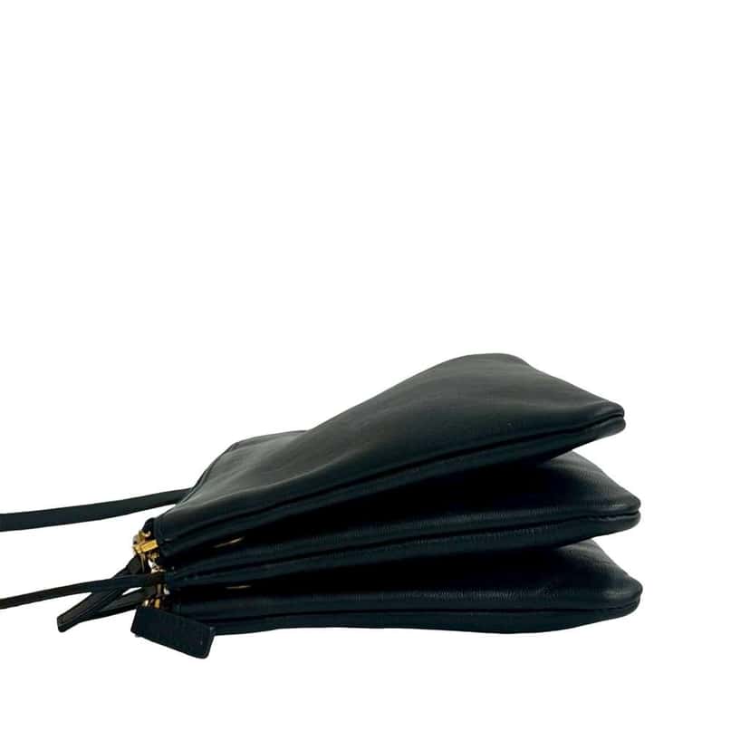 Celine Small Lambskin Trio Crossbody Black Leather Good condition - Model View