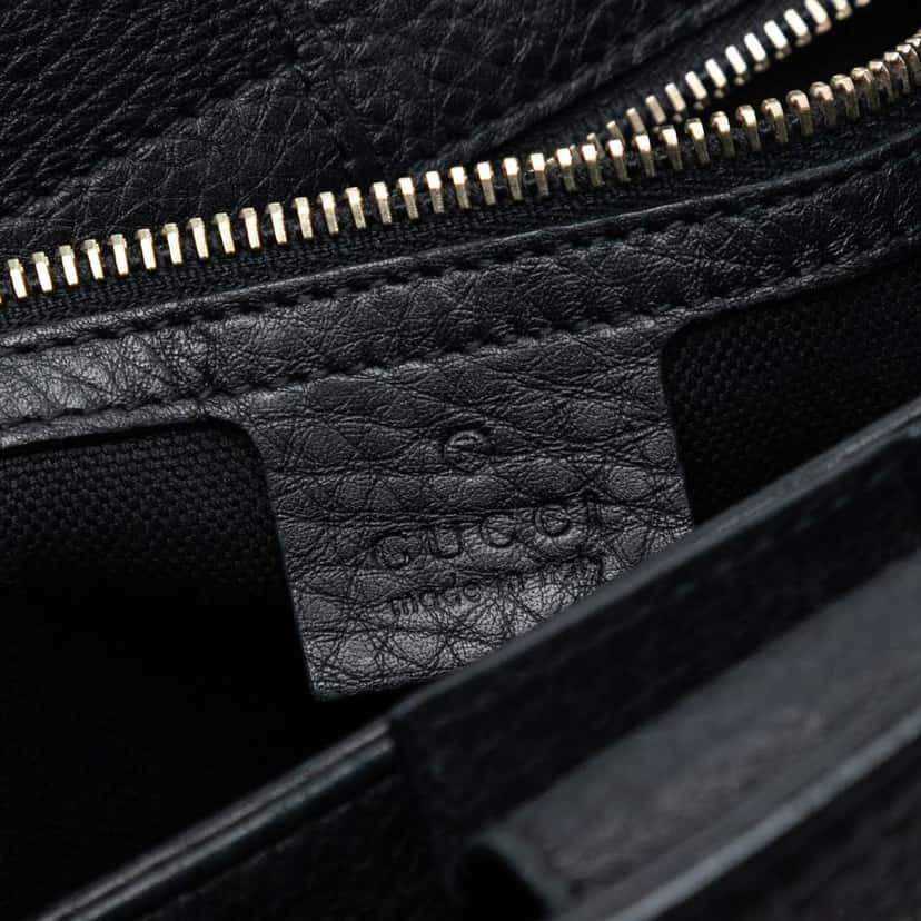 Gucci Small Calfskin Bamboo Shopper Satchel Black Leather Good condition - Box View