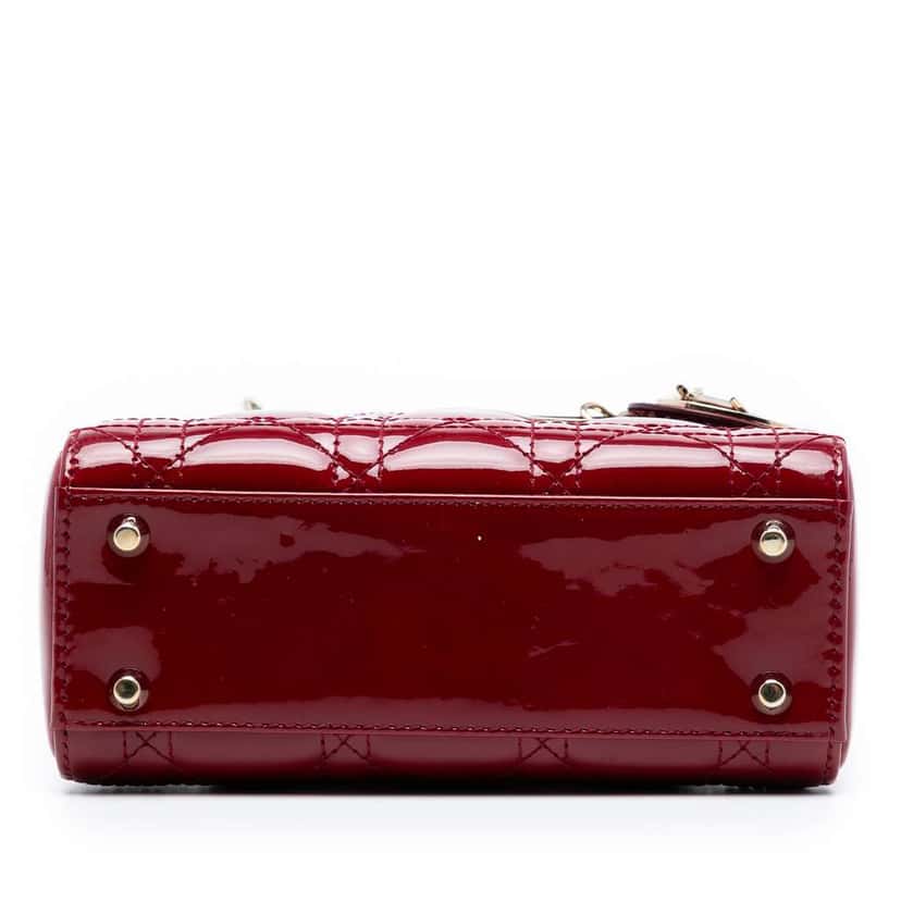 Dior Mini Patent Cannage Lady Dior Red Leather Good condition - Inside View