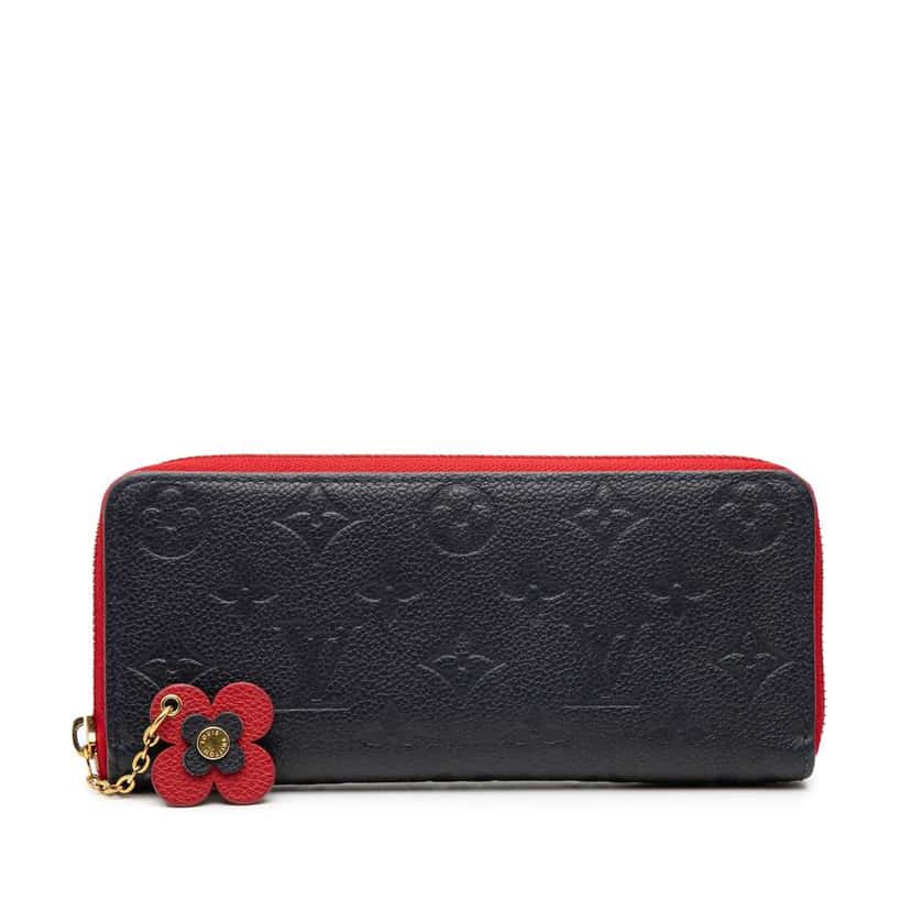 Louis Vuitton Monogram Empreinte Bloom Flowers Clemence Wallet Blue Leather Very good condition - Front View