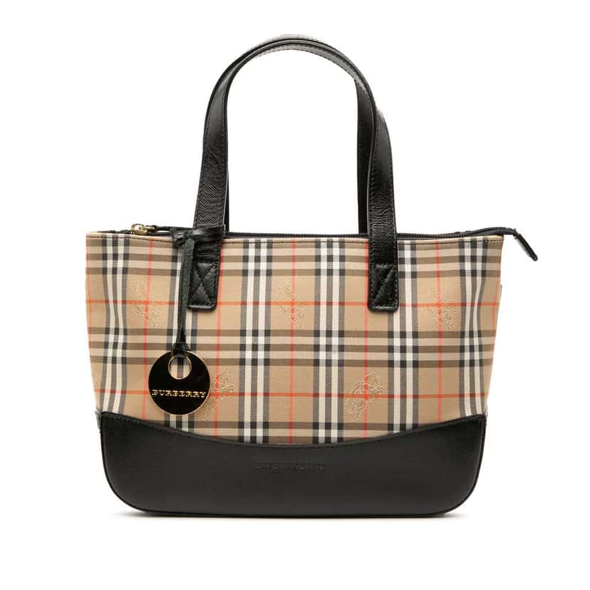 Burberry Haymarket Check Canvas Handbag Brown Canvas Good condition - Front View
