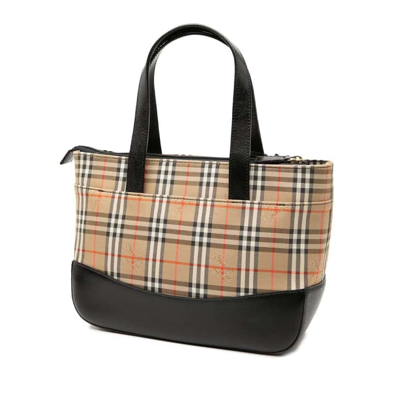 Burberry Haymarket Check Canvas Handbag Brown Canvas Good condition - Back View