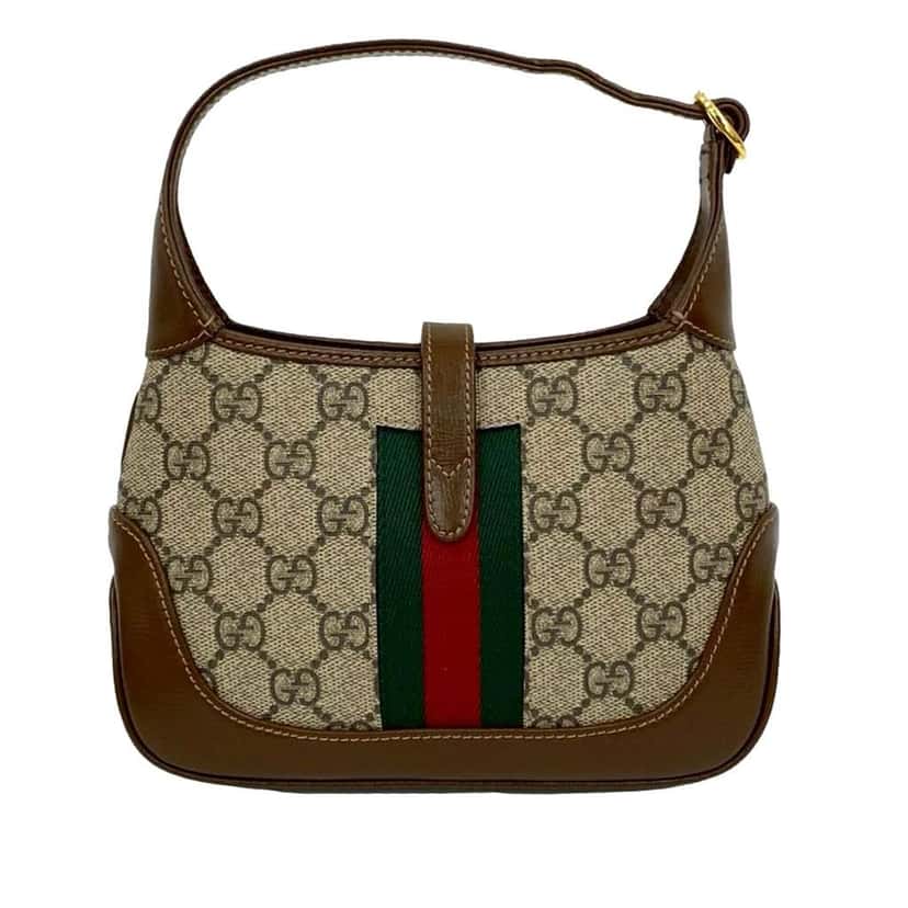 Gucci Mini GG Supreme Web Jackie 1961 Crossbody Brown Canvas Very good condition - Back View