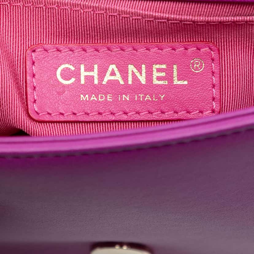 Chanel Mini Lambskin Giant Crystal CC Flap Purple Leather Very good condition - Box View