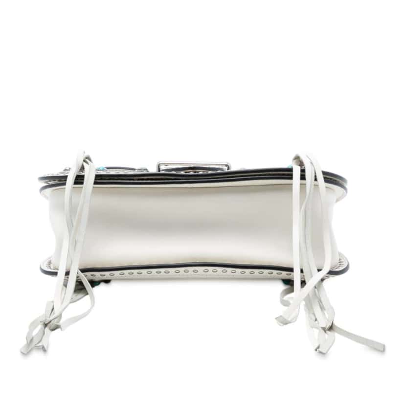 Prada City Calf Studded Folk Corsiere Satchel White Leather Very good condition - Inside View