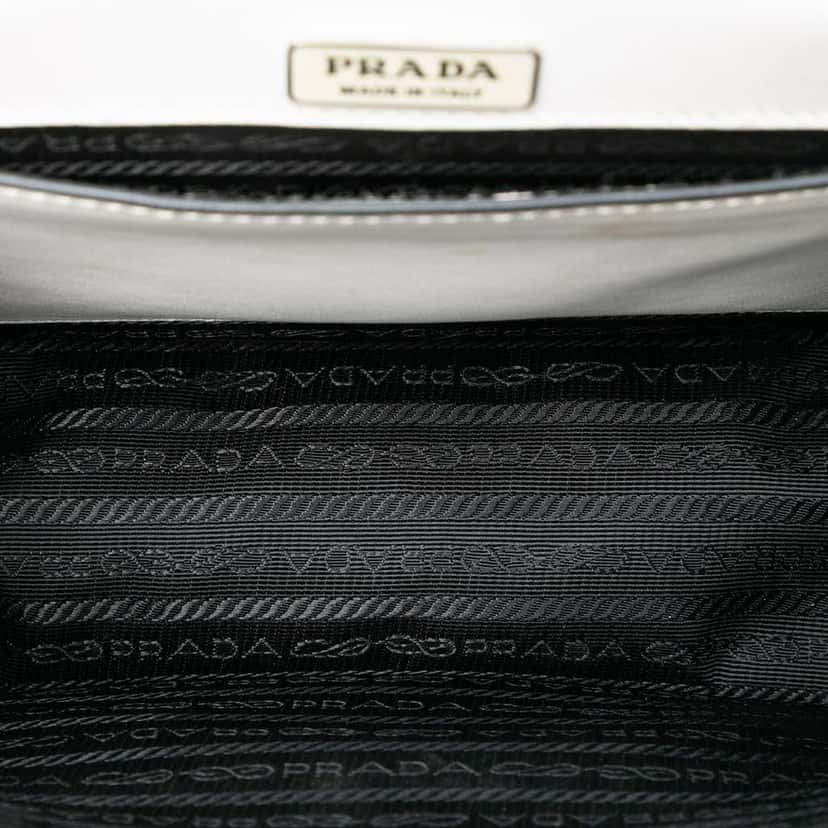 Prada City Calf Studded Folk Corsiere Satchel White Leather Very good condition - Model View