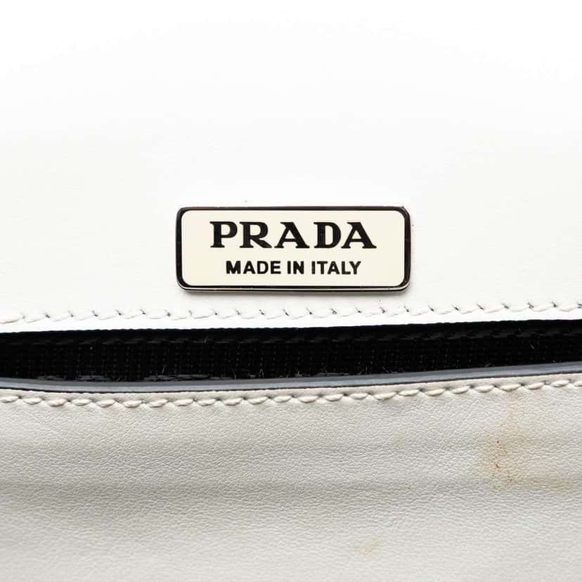 Prada City Calf Studded Folk Corsiere Satchel White Leather Very good condition - Box View