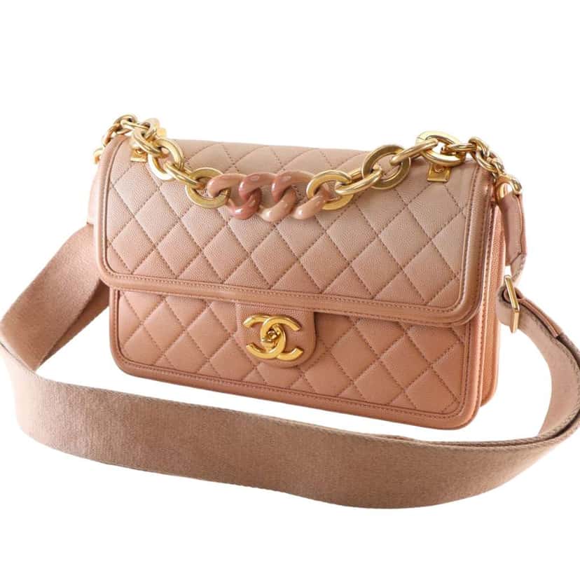 Chanel Medium Quilted Caviar Sunset On The Sea Flap Brown Leather Good condition - Inside View