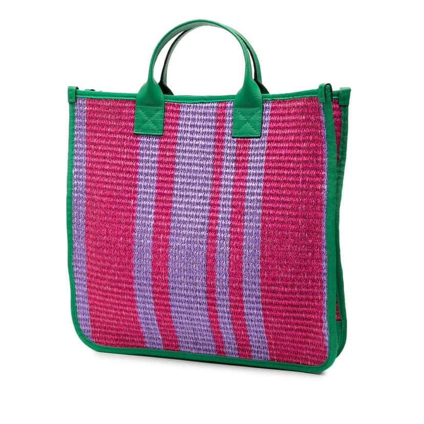 Gucci Children Woven Canvas Logo Firenze 1921 Tote Pink Canvas Very good condition - Back View