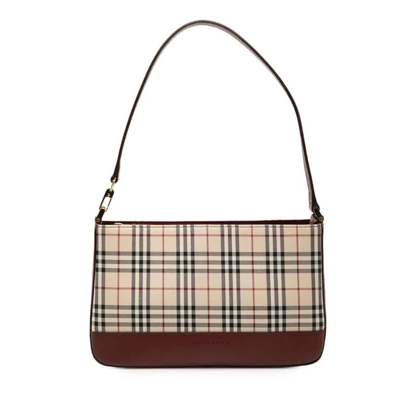 Burberry House Check Canvas Shoulder Bag Brown Canvas Good condition - Front View