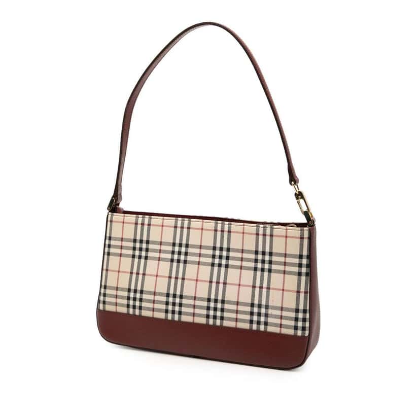 Burberry House Check Canvas Shoulder Bag Brown Canvas Good condition - Back View